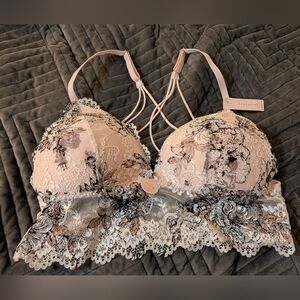 Lace Bralette - Pink and Black